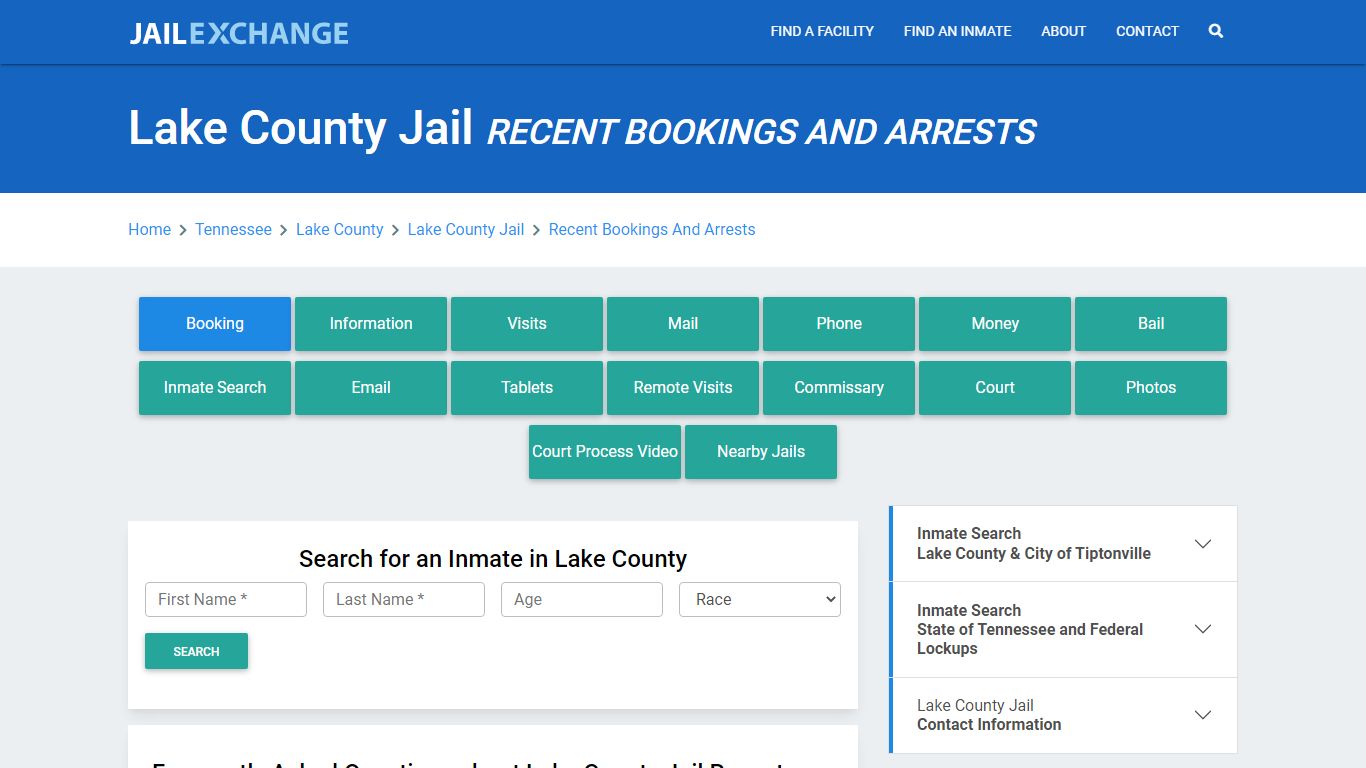 Lake County Jail & Sheriff TN Recent Arrests and Bookings